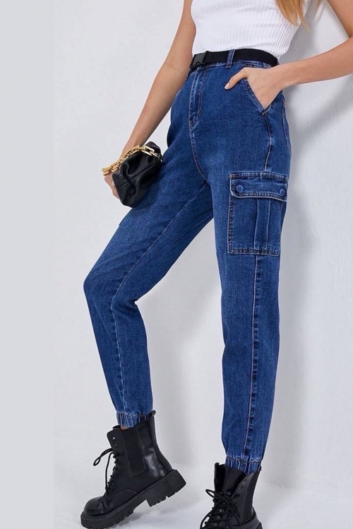 Premium high waisted cargo jeans Emilia